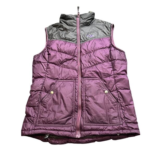 OUTDOOR RESEARCH DOWN PUFFY VEST Women's S Transcendent Down 2 Tone Purple Gray - Picture 1 of 9